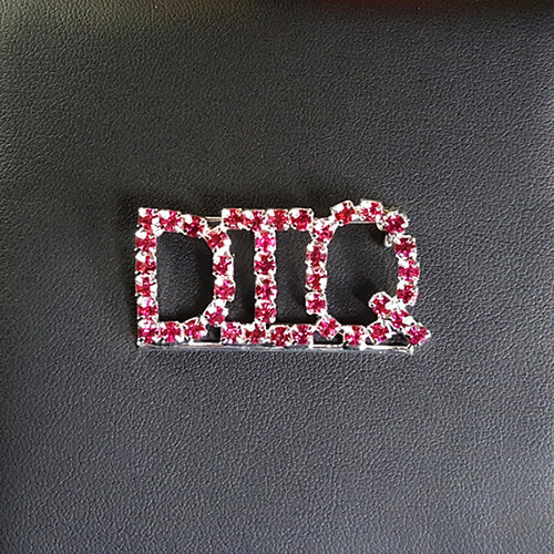 personalized Red Rhinestone block letter brooch pin wholesale makers custom diamond initial lapel pin made to order suppliers